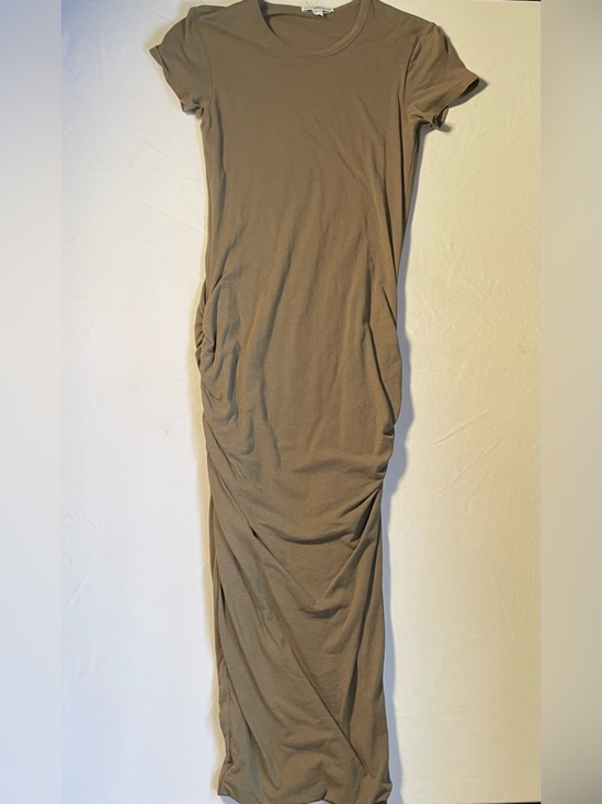 James Perse Dresses & Skirts - James Perse Olive Green Ruched Short Sleeve Maxi Dress